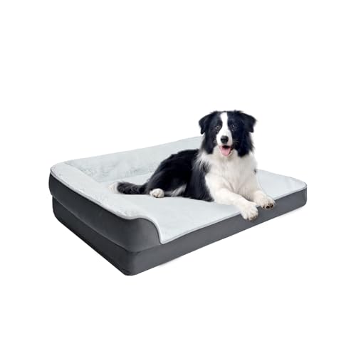 Amazon Basics Washable L-Shaped Dog Bed for Medium Dogs, Anti-Slip Pet Sofa Bed for Indoor Dogs,...