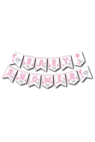 Zikzak Banner, Baby Shower, Pembe Fil