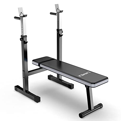 Lmdex Adjustable Weight Bench Press with Squat Rack Folding Multi-Function Dip Station for Full Body Workout Home Gym Strength