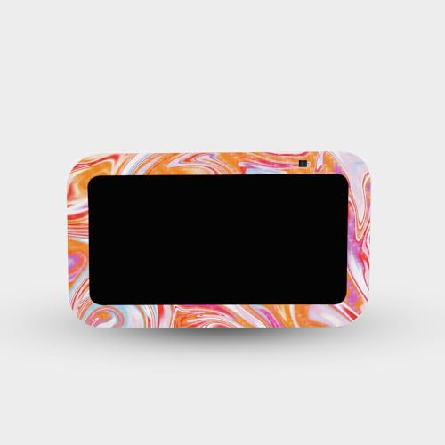 Image of MightySkins Carbon Fiber Skin Compatible with Amazon Echo Show 5 (Gen 3) - Orange Swirl | Protective, Durable Textured Carbon Fiber Finish | Easy to Apply