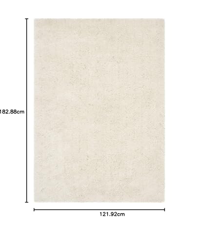 Image of Urban Modern Decor Features 4x6 Feet Modern Soft Shaggy Carpet Thick, Fluffy & 2 inch Pile Shag Rug for Your Kids Room, Bedroom & Livingroom(4x6 feet, Ivory Plain)