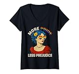 donna more pride less prejudice pride month lgbtq maglietta maglietta con collo a v