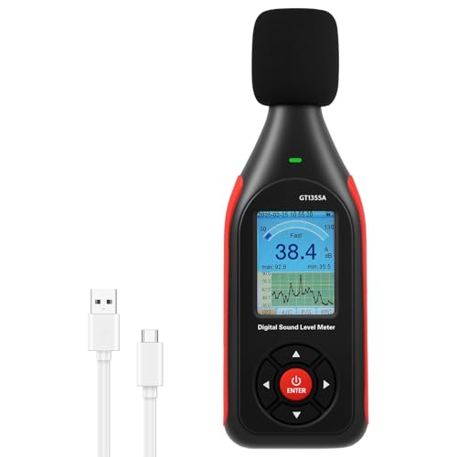 Digital Decibel Meter 30-130dB Sound Level Reader 3 Colors Alarm Adjustable Noise Volume Measure Device Decibel Reader Record 43000 Data