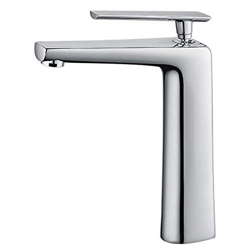 OOVOV Moderner Einhebelmischer für Badezimmer, poliertes Chrom, Einlochmischer, Wasserhähne für warmes und kaltes Wasser Lang Cover