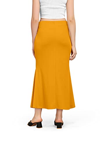Image of Mogsa Women's Lycra Fishcut Saree Shapewear Petticoat - Tummy Control Slim Fit Stretchable Shaper Skirt with Drawstring & Side Slit for Sarees