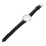 CLISPEED Reloj de Pulsera para Mujer Correa Negra Ajustable, Esfera Blanca Minimalista, Reloj de Cuarzo Femenino Delicado para Uso Diario y Exteriores, Accesorio Femenino Elegante