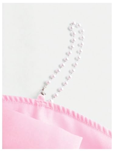 Image of WDIRARA Girl's Big Bow Front Cami Top Pearls Spaghetti Strap Cute Camisole Top