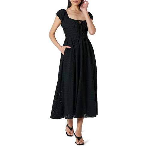 Image of The Drop Womens Melody Cap Sleeve Tie Front Cotton Dress