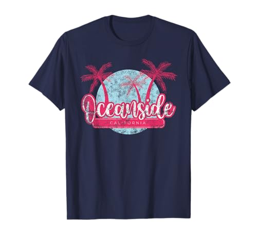 Oceanside California Retro Beach Palm Tree Vintage Surf T-Shirt
