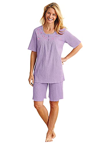 Embroidered Gauze PJ Set by Cozee Corner, Color Purple Vista, Size XXXL, Purple Vista, Size XXXL