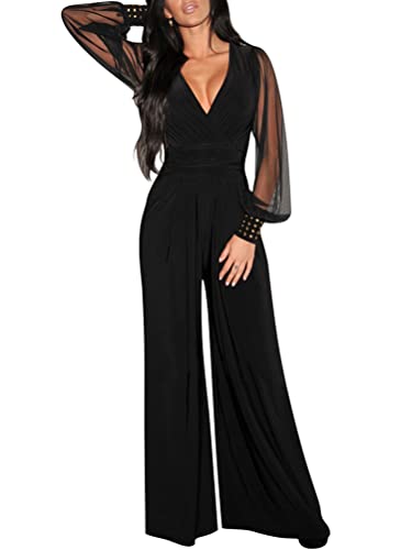 Oanviso Senza Maniche Vita Alta Long Pantaloni Schiena Nuda Fionda Tuta Intera Aderente da Donna Elegante Tinta Unita Playsuit Tuta Cerimonia Cocktail Overall Monopezzi Tutine I-Nero XL