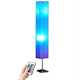 LIGHTACCENTS Honors Paper Floor Lamp - Japanese Style Standing Lamp with Chrome Base and White Paper Shade, On/Off Foot Switch - Floor Lamps for Living Room Decor - Bedroom lamp with Remote Control