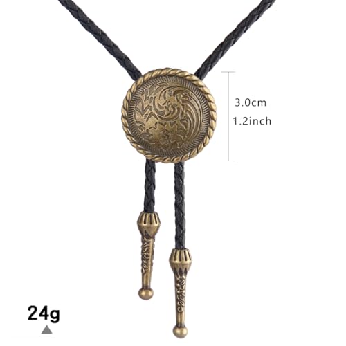Image of Joxevyia Bolo Tie for Men Vintage Cow Skull Leather Rope Western Cowboy Necktie Vintage Bola Tie Gift for Him