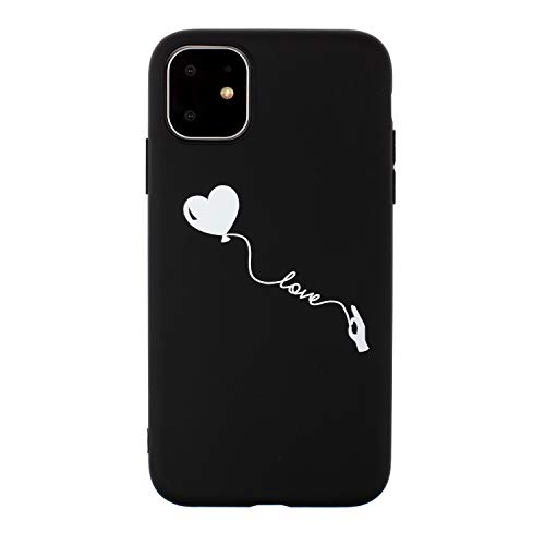 Jorisa Black Soft Silicone Case for iPhone 11 Pro Max 6.5 inch,Creative Funny Pattern Matte Flexible Rubber TPU Phone Cover Slim Lightweight Anti-Scratch Protective Case,Love Quote