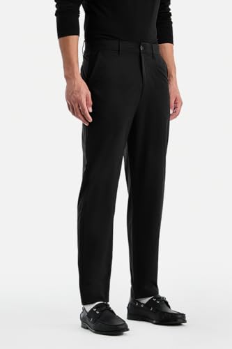 Image of SNITCH Men Formal Trousers | Regular Fit Pleated Front with Turned-Up Hem | Polyester Blend & Medium Stretch Fabric for Office & Winter Wear