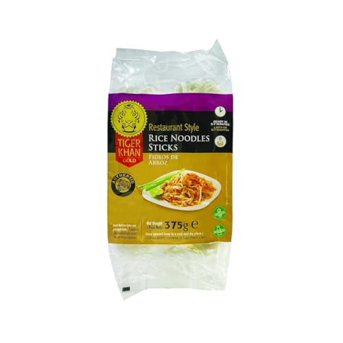Tallarines de arroz Tiger Khan Tiger Khan, 375 g, paquete de 3