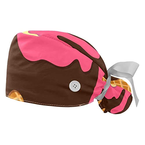 Chapeaux de travail respirants JDEZ à motif beignets pour hommes et femmes (lot de 2)