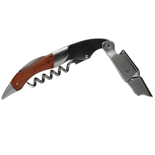 MIKALITY Sacacorchos Profesional, Abridor De Vino, Sacacorchos Camarero, De Acero Inoxidable y Mader