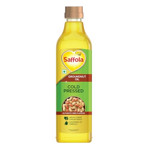 Image of Saffola Cold Pressed Groundnut Oil | 100% Cold Pressed Groundnut Oil | Unrefined, 0 trans fat, Chemical free | Helps Lower Cholesterol, Goodness of Omega 6 & Authentic Seed Flavour | 1L Pet Bottle