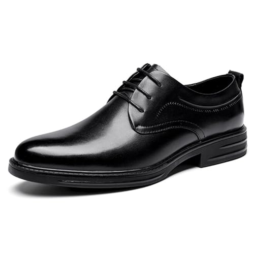Men's Leather Shoes Men's Leather Business Top Layer Cowhide Men's Shoes Breathable Men's Leather Shoes Casual Black Work Commuter(44)