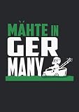Notizbuch A5 dotted, gepunktet, punktiert mit Softcover Design: Mähte in Germany witziges lustiges Rasenmäher Rasen Gärtner: 120 dotted (Punktgitter) DIN A5 Seiten