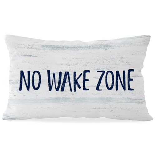 Wheatwin Nautical Decor Throw Pillow Cover 12x20, No Wake Zone Nautical Coastal Throw Pillows Bedding, Lake House Bedroom Porch Sofa Home Decoration