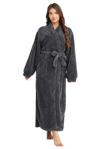 Image of Hellomamma Plush Fleece Robes for Women Long Warm Bathrobes with Pockets