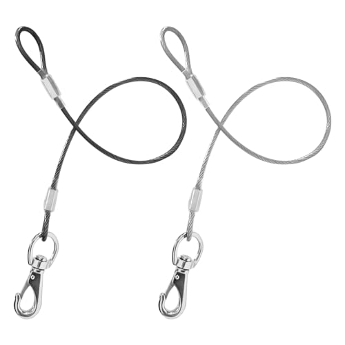 Mi Metty Chew Proof Dog Leash,2Pack Extension Metal Cable Lead,No Tangle Dual Dog Leashes,Multiple Leash for 2 Dogs,DHeavy Duty Dog Leash Extender for Collar &Harness (Black+Transparent, 20in/50cm)