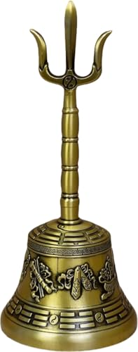 ZorTery 金剛鈴 仏教ベル 神楽鈴 真鍮製 密教法具 伝統工法 軽量 携帯便利 ストレス解消 道鈴 仏鈴 三清鈴 ハンドベル 除霊浄化 心霊浄化 チャイム 寺院仏壇用 神具 仏具 仏教道教兼用 お盆用品 (B)