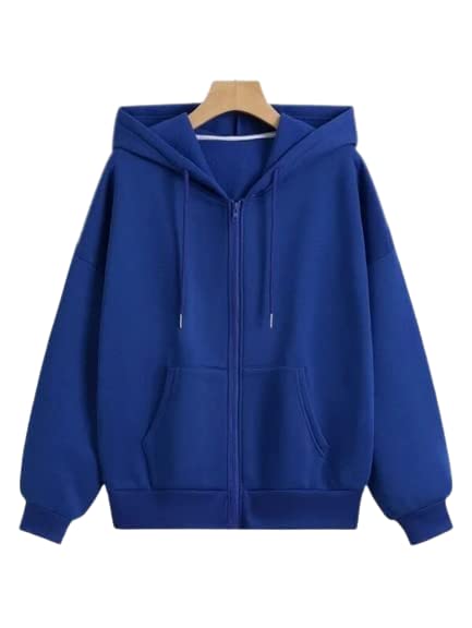 Image of Solid Zipper Hoodie for Womens