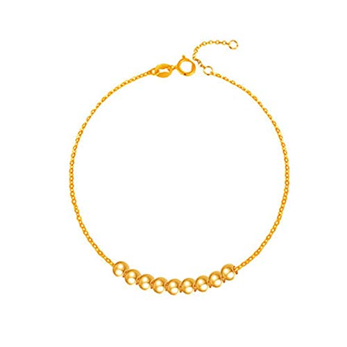 Bracelet de cheville en or jaune 18 carats pour femme chaîne de pied ajustable