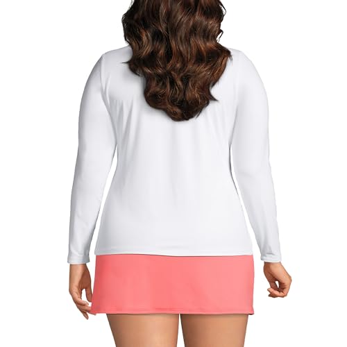 Lands' End Womens Long Sleeve Swim Tee Rash Guard White Regular Medium