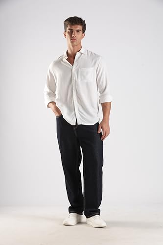 Image of INKD Men's Classic Relaxed Jeans - Mid-Rise | 100% Cotton | 5 Pocket Styling | Baggy Jeans for Man | Men's Bottomwear (Available in Plus Sizes)