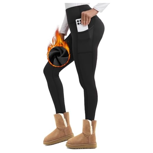 Merlvida Leggins Termici Donna Invernali Pantaloni Termici con Fodera in Pile Leggings Sportivi Donna a Vita Alta Felpati Collant Caldi Morbidi Leggings Push Up con Tasche
