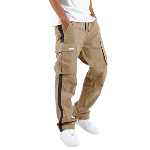 Pantalones cargo para hombre, cintura elástica, pantalones de combate con cordón elástico, pantalones de chándal tácticos, pantalones de correr, senderismo, caminar, descansar, ropa de trabajo al aire