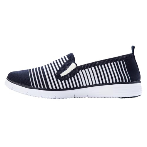 Image of Propet Womens Travel Fit Striped Slip On Sneakers Shoes Casual - Black, Grey