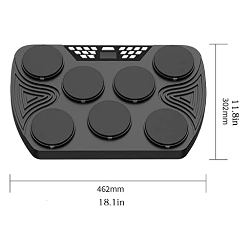 Batteria elettronica, Batteria eterea portatile, 7 Pad sensibili alla velocità, Batteria da tavolo, Tamburo manuale ricaricabile integrato.