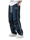 QJQ Men's Y2K Baggy Sweatpants Parachute Pants Wide Leg Vintage Track Pants Casual Streetwear Dark Blue Medium