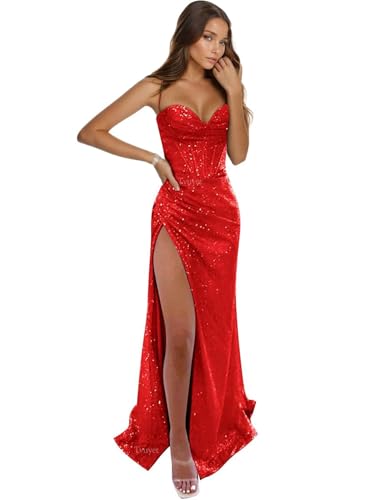 Tvuyet Corset Prom Dresses for Women Mermaid 2025 Long Glitter Sequin Formal Evening Party Gowns