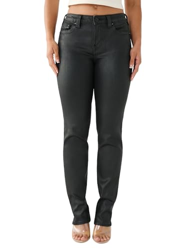 True Religion Women's Billie Straight Coated Mid Rise Jean