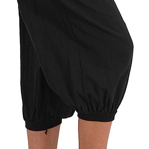 JEsilunmaMY Womens Lantern Tapered Harem Pants Plus Size Cotton Linen Slacks with Pocket Solid Color Loose Lounge Capri Pants4