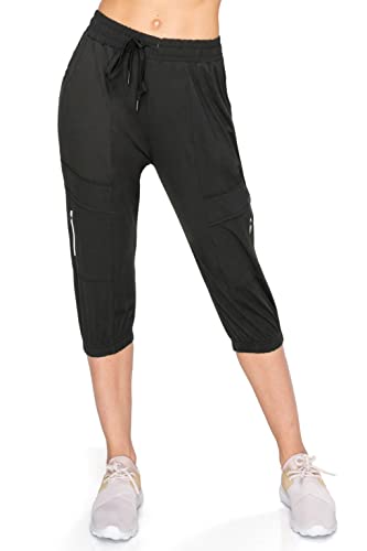Always Women's Capri Jogger Pants - High Waisted Soft Zipper Casual Sweat Pants Black Xl #TOP1