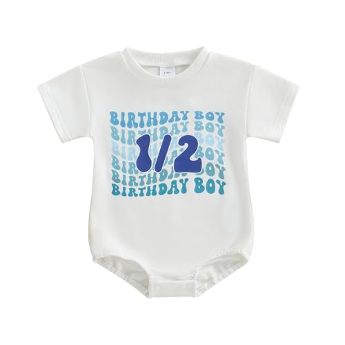 Newborn Baby Boy Girl Half Way to One Birthday Outfit Onesie Short Sleeve Bodsysuit Romper My First Birthday Clothes