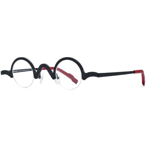 Image of FONEX Colorful Pure Titanium Glasses Frame Women Retro Round Eyeglasses