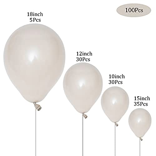 Image of Latex Balloons, 100-Pack Different Sizes 18 12 10 5 Inch Party Balloon Garland Kit (Sand White)