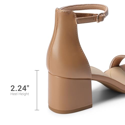 DREAM PAIRS DREAM PAIRS Womens Low-Chunk Low Heel Pump Sandal,Size 6,Nude/Pu,LOW-CHUNK