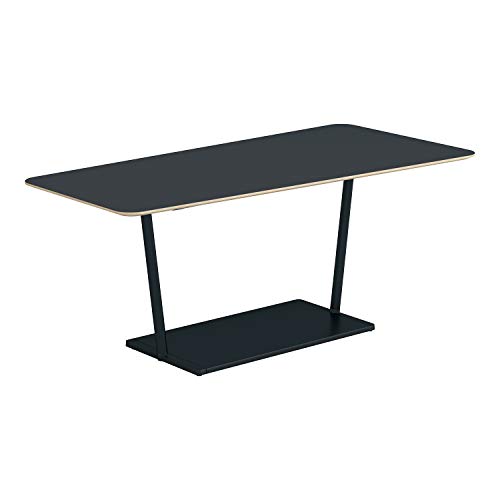 【メーカー配送・設置・組立】コクヨ ミーティングテーブル リージョン LT-RGD189ME6AF66 台形 T字脚 ミドルテーブル 幅180×奥行89.5×高さ72.4cm リノリウム天板 チャコール/脚ブラック