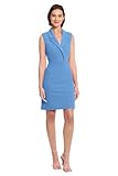 Donna Morgan Women's Lapel Collared Career Sheath Dress Office Workwear Desk to Dinner Event Reception Ceremony, Blue Bonnet