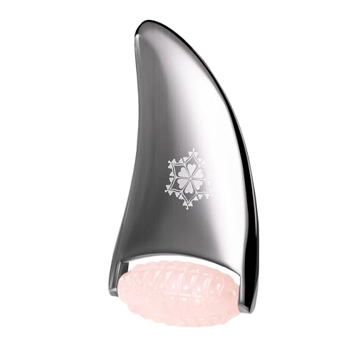 Rose Quartz Stainless Steel Facial Roller - Gua Sha Facial Roller...