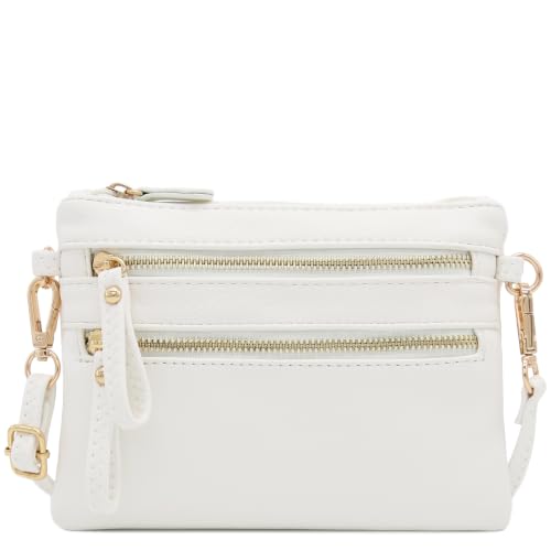 Image of FashionPuzzle Multi Zipper Pocket Small Wristlet Crossbody Bag